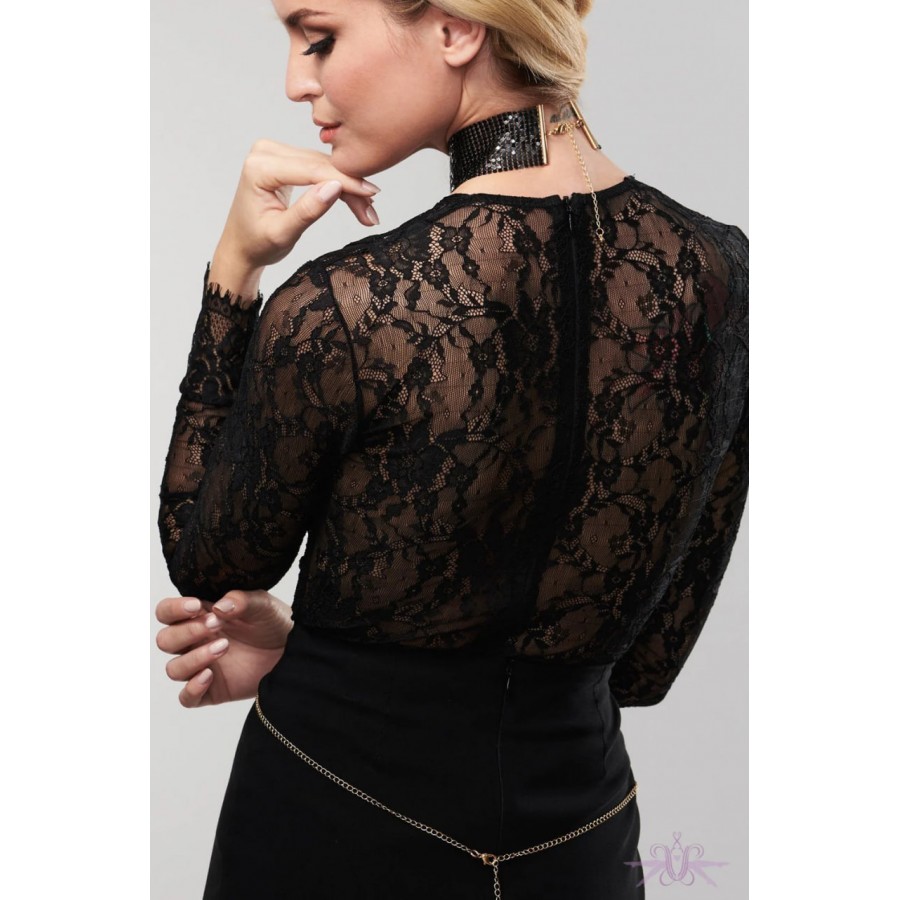 Стильный металлический ошейник-портупея Bijoux Indiscrets Desir Metallique Collar Black