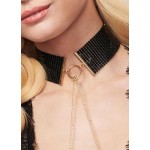 Стильный металлический ошейник-портупея Bijoux Indiscrets Desir Metallique Collar Black
