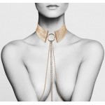 Стильный металлический ошейник-портупея Bijoux Indiscrets Desir Metallique Collar Gold
