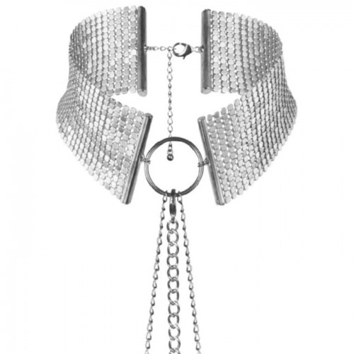Стильный металлический ошейник-портупея Bijoux Indiscrets Desir Metallique Collar Silver