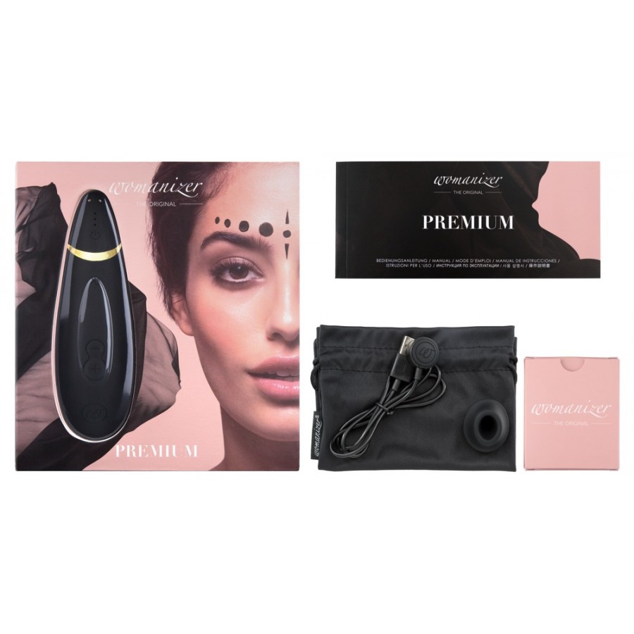 Бесконтактный клиторальный стимулятор Womanizer Premium черный/золотой