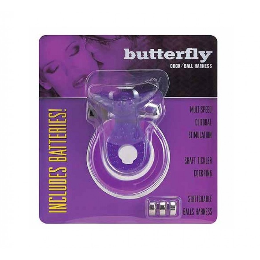 Эрекционное кольцо с вибрацией COCK&BALL RING BUTTERFLY JELLY VIBE