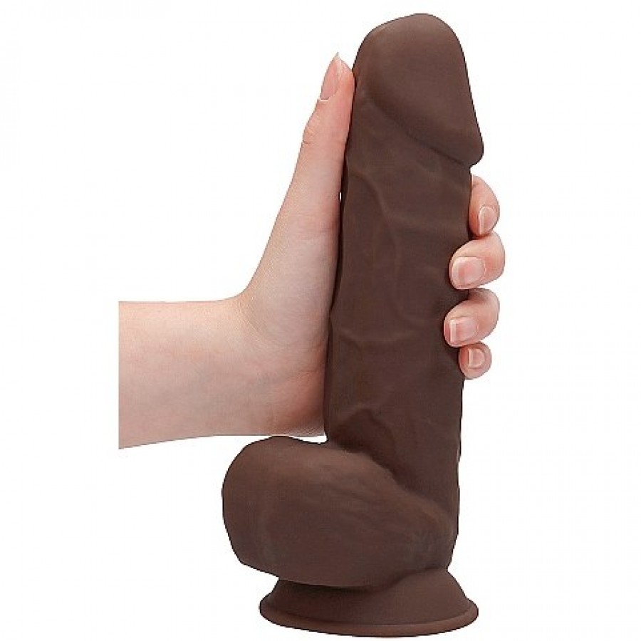 Фаллоимитатор RealRock Silicone Dildo With Balls 21,6 х 5 см