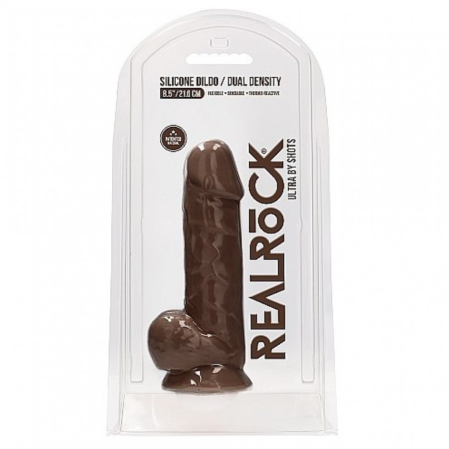 Фаллоимитатор RealRock Silicone Dildo With Balls 21,6 х 5 см