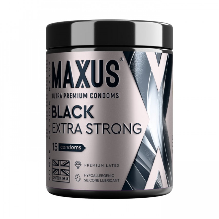 Презервативы MAXUS Extra Strong №15, черные, утолщенные, 15 шт.