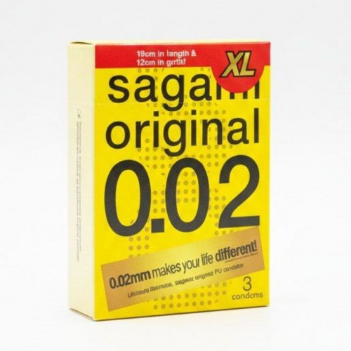 Полиуретановые презервативы Sagami Original 002 XL-Size 3 штуки