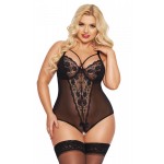 Роскошное боди с кружевом и доступом Amanda SoftLine XXXL Черный
