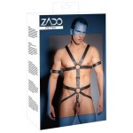 Мужская сбруя из натуральной кожи с кольцами для пениса ZADO L/XL