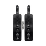 Черные однослойные наручники из натуральной кожи с цепочкой Pekado