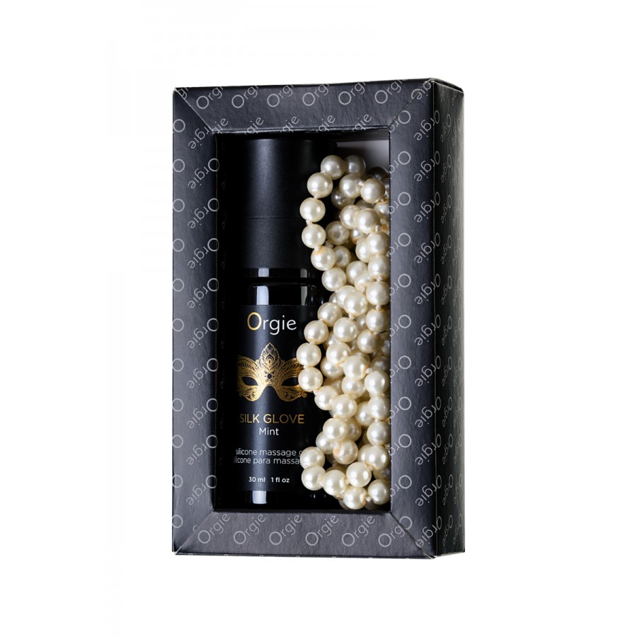 Комплект для эротического массажа Orgie Pear Lust Massage (массажный гель + жемчужное ожерелье) 30 мл