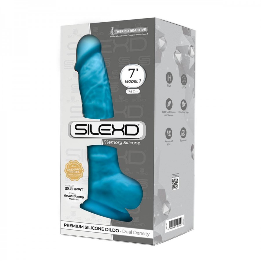 Термоактивный фаллоимитатор SileXD Model 1 7'' Blue