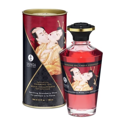 Съедобное массажное масло Shunga Afrodisiac Warming Oil Игристое клубничное вино 100 мл