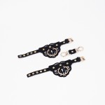 Наручники из натуральной кожи с клепками и золотой фурнитурой Crazy Handmade CH-25003