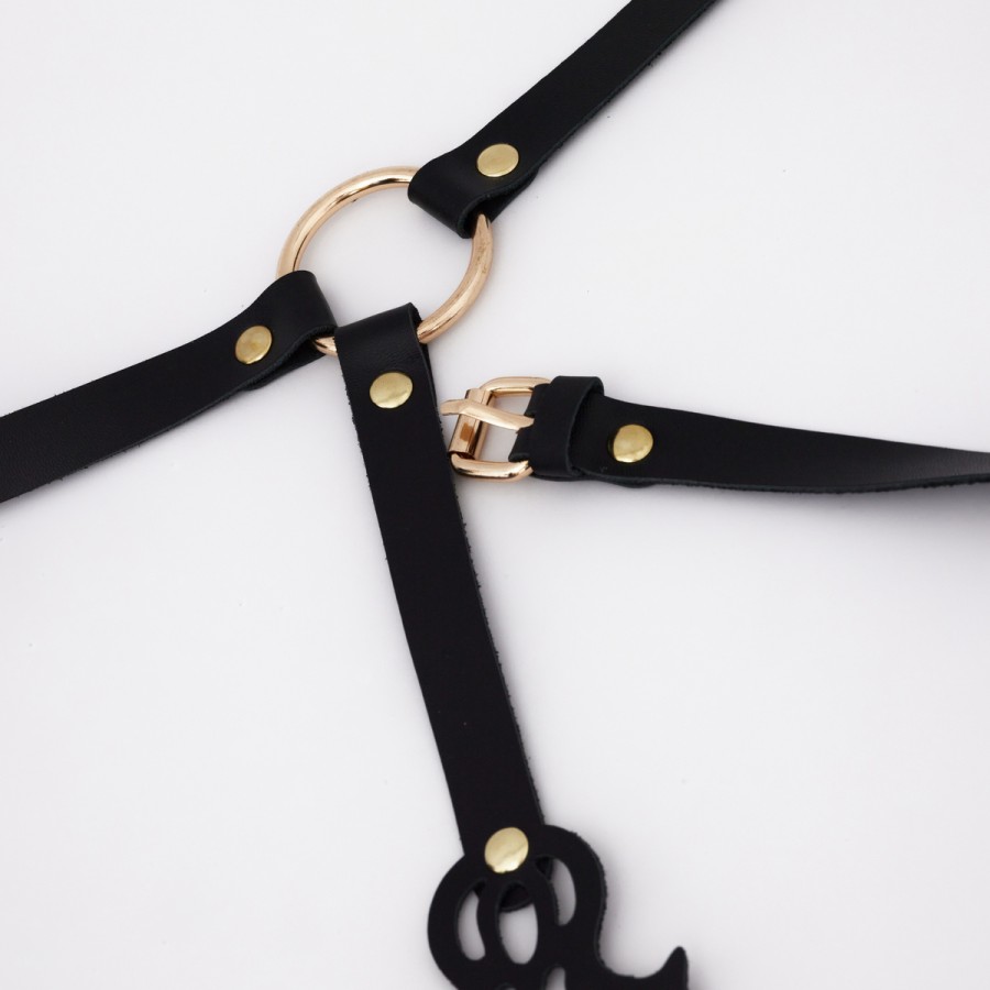Портупея резная с золотой фурнитурой Crazy Handmade арт. CH-25012
