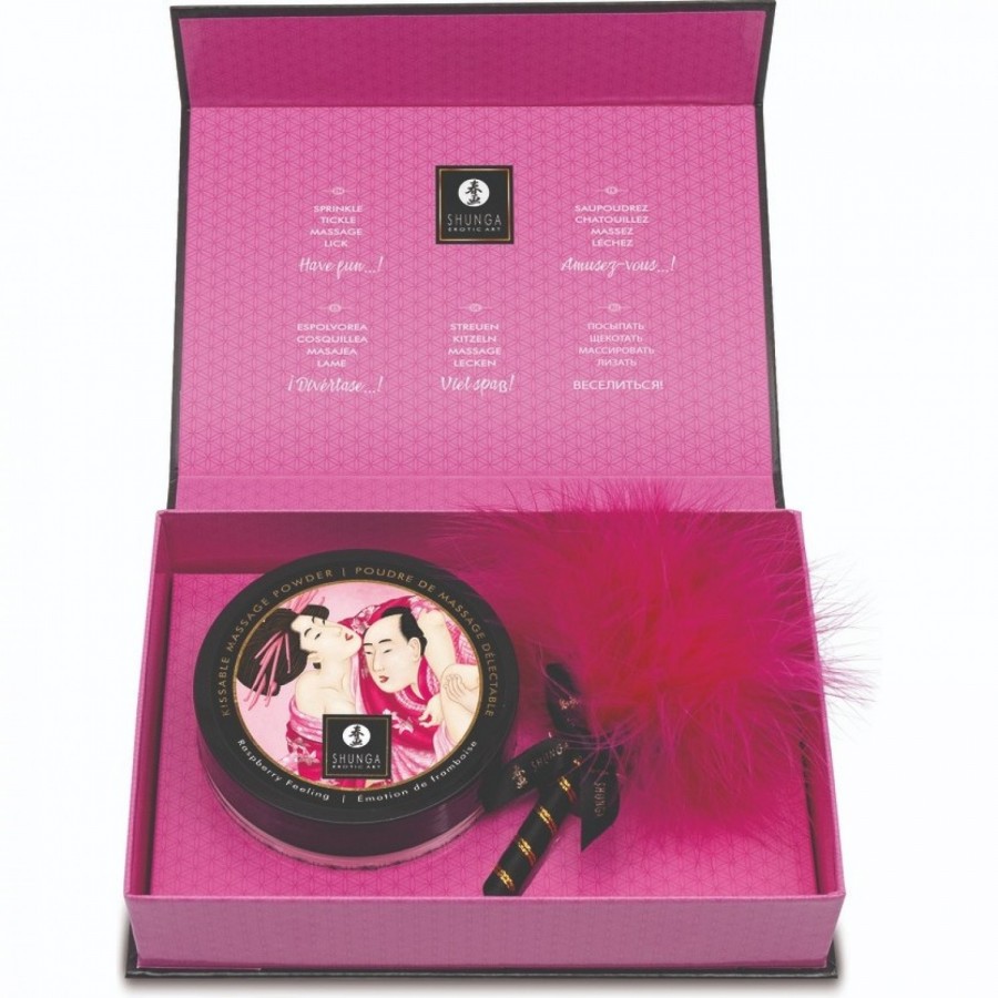 Съедобная пудра для тела и массажа SHUNGA Малиновое Чувство, 75 гр