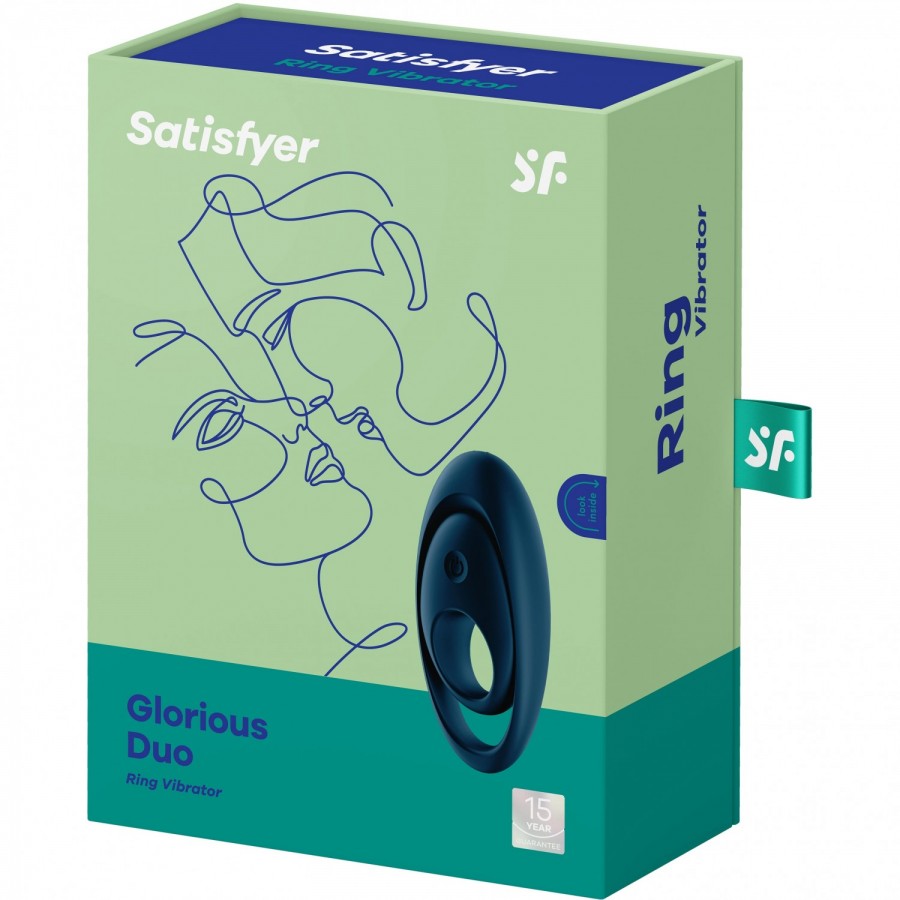 Двойное эрекционное кольцо с вибрацией Satisfyer Glorious Duo Blue