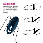 Двойное эрекционное кольцо с вибрацией Satisfyer Glorious Duo Blue