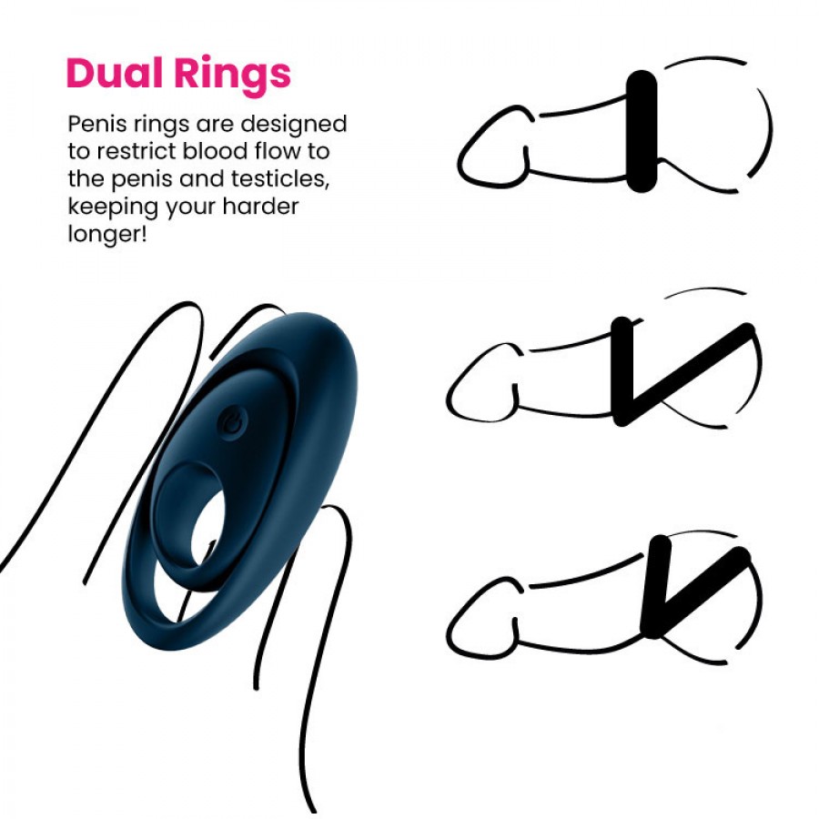 Двойное эрекционное кольцо с вибрацией Satisfyer Glorious Duo Blue