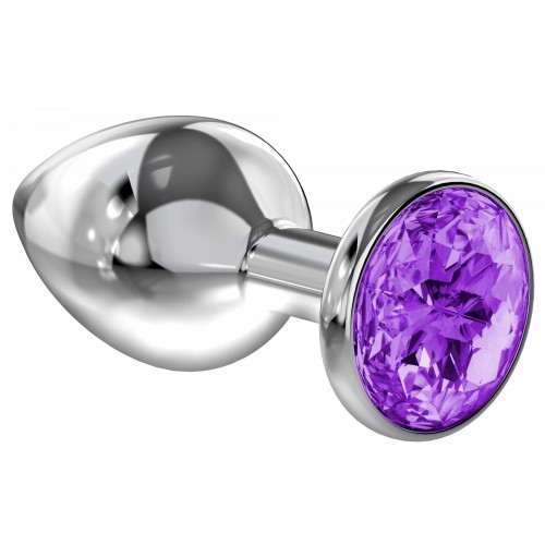 Большая металлическая анальная пробка Diamond Purple Sparkle XL 11 х 4,3 см