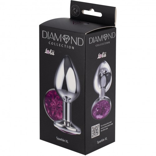 Большая металлическая анальная пробка Diamond Purple Sparkle XL 11 х 4,3 см