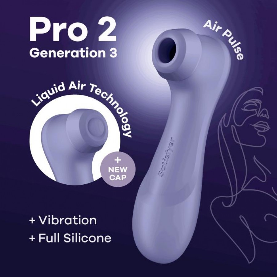 Бесконтактный стимулятор клитора Satisfyer Pro 2 Generation 3 with Liquid Air with app Lilac