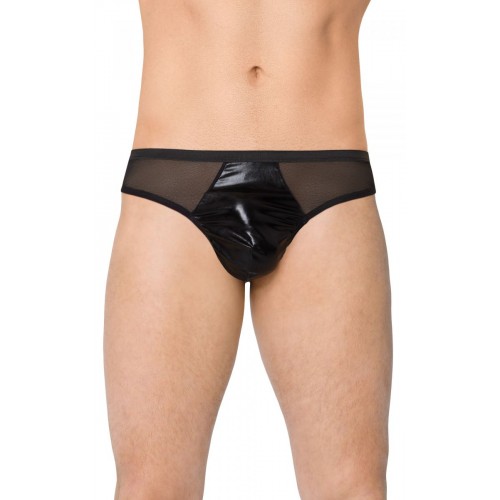 Мужские трусы-стринги из сетки и материала wet-look 4517 M/L