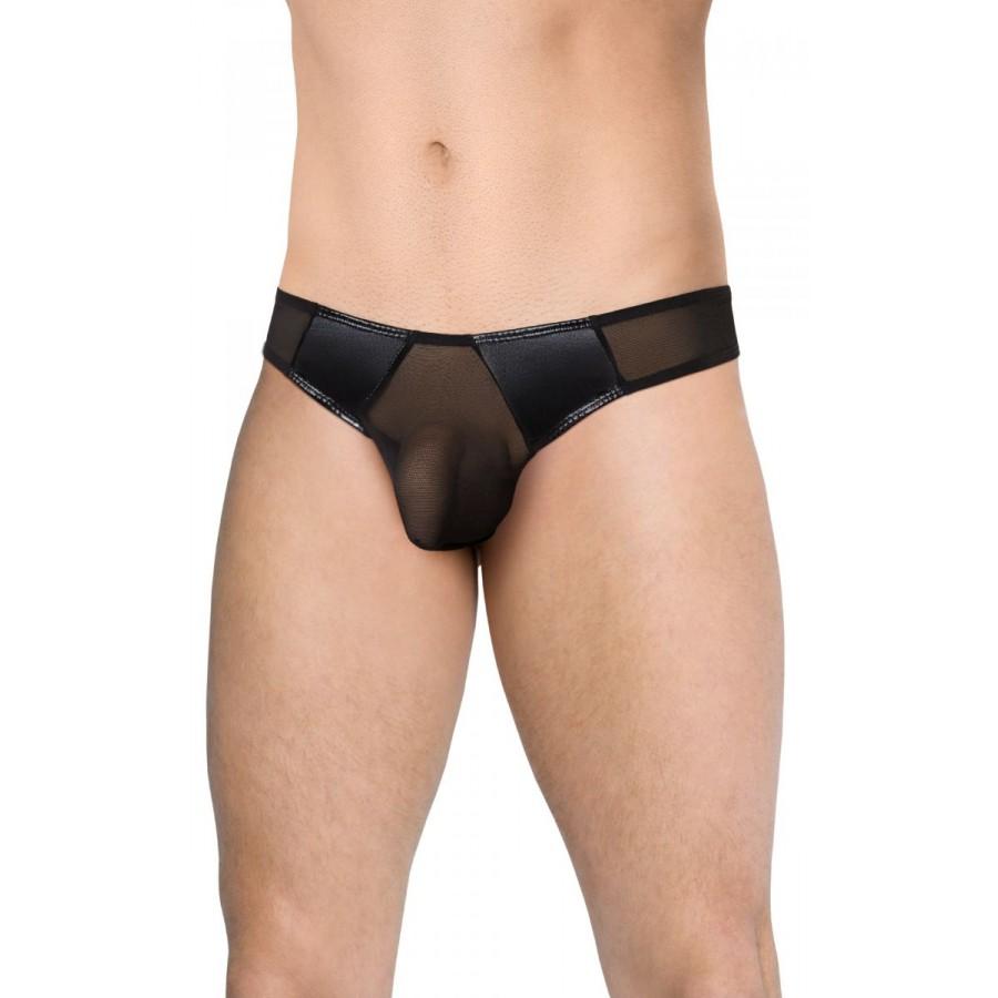 Сексуальные трусы-стринги со вставками из wet-look материала XL 4519