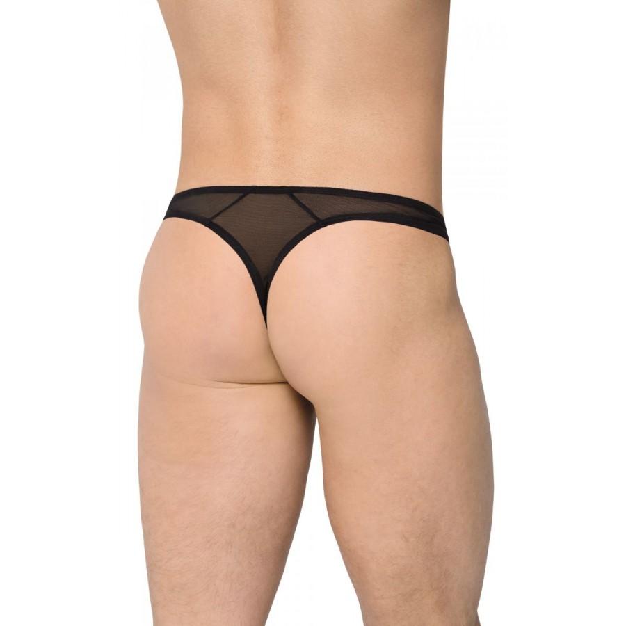 Сексуальные трусы-стринги со вставками из wet-look материала XL 4519