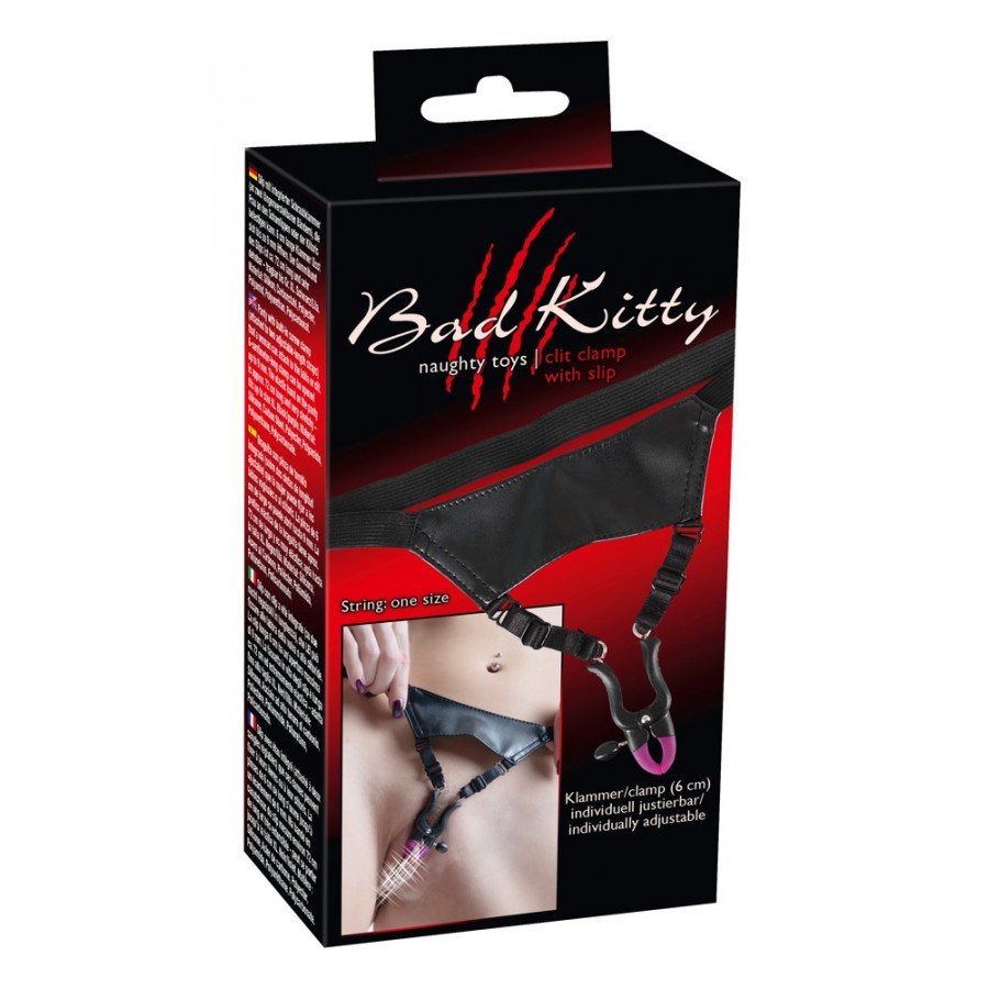 Стринги с зажимами для клитора и половых губ Bad Kitty 5233560000