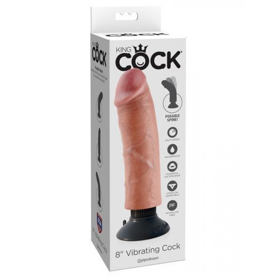 Вибратор-реалистик на присоске King Cock 8 Vibrating Cock PD5403-21 Flesh