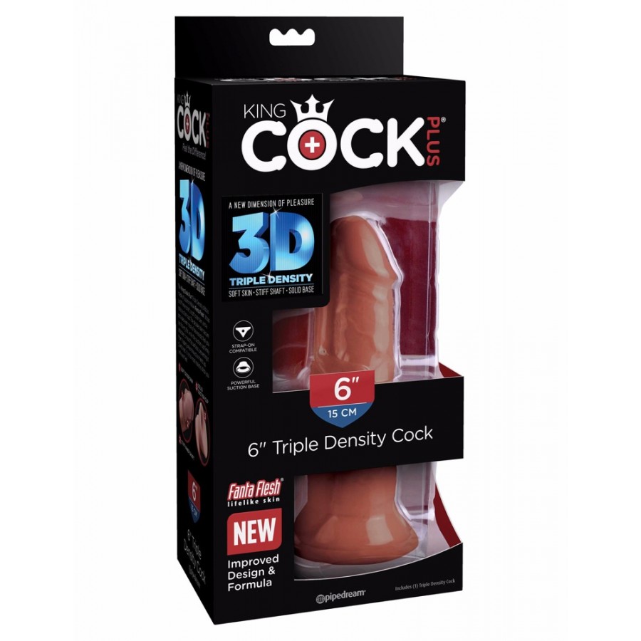 Супер-реалистичный фаллоимитатор King Cock Plus 6 Triple Density Cock Brown