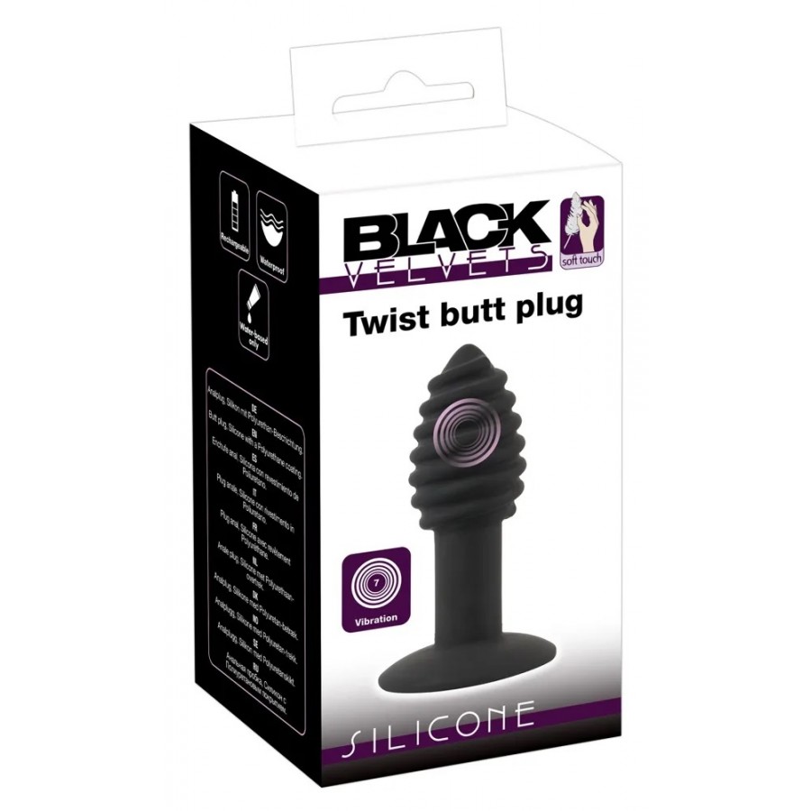 Анальная пробка с вибрацией Black Velvets Twist butt plug