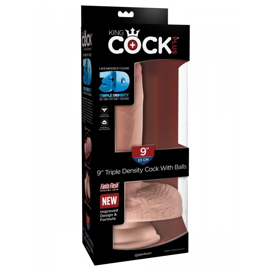 Супер-реалистичный фаллоимитатор King Cock Plus 9 Triple Density Cock with Balls