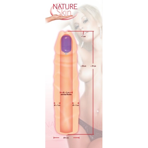 Увеличивающая насадка для пениса с вибропулей Nature Skin Penis Sleeve with Bullet