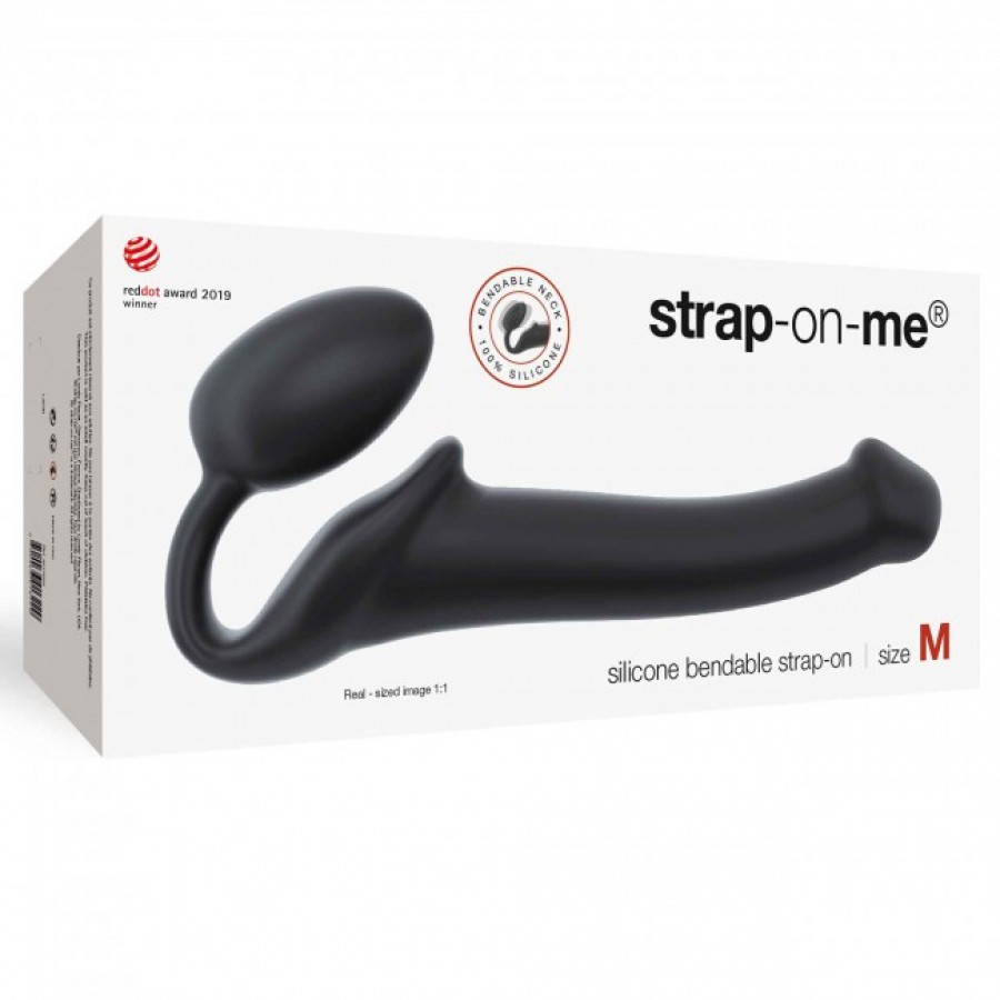 Гибкий страпон Strap-on-me Semi-Realistic, чёрный, M