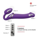 Гибкий страпон с вибрацией STRAP-ON-ME с 3-мя моторами, фиолетовый XL	