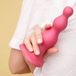 Ребристый фаллоимитатор Strap-On-Me Dildo Plug Beads Framboise S