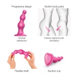 Ребристый фаллоимитатор Strap-On-Me Dildo Plug Beads Framboise S