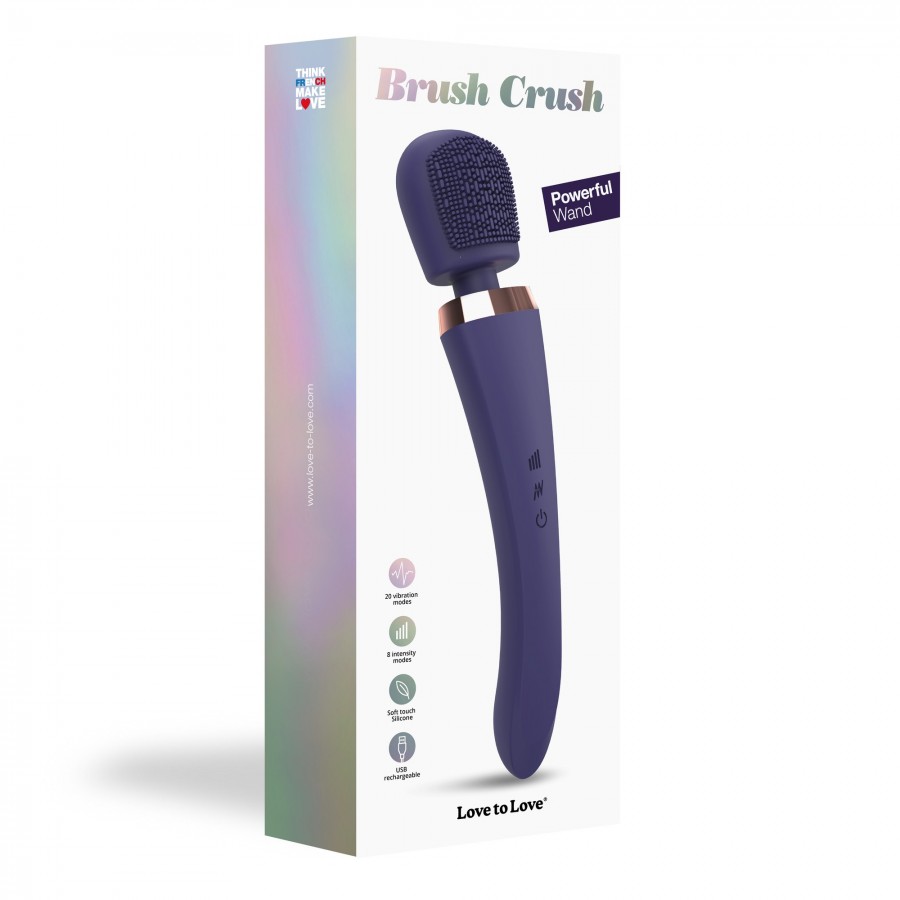 Wand-вибратор с щеточкой для стимуляции клитора Love to Love BRUSH CRUSH MIDNIGHT INDIGO