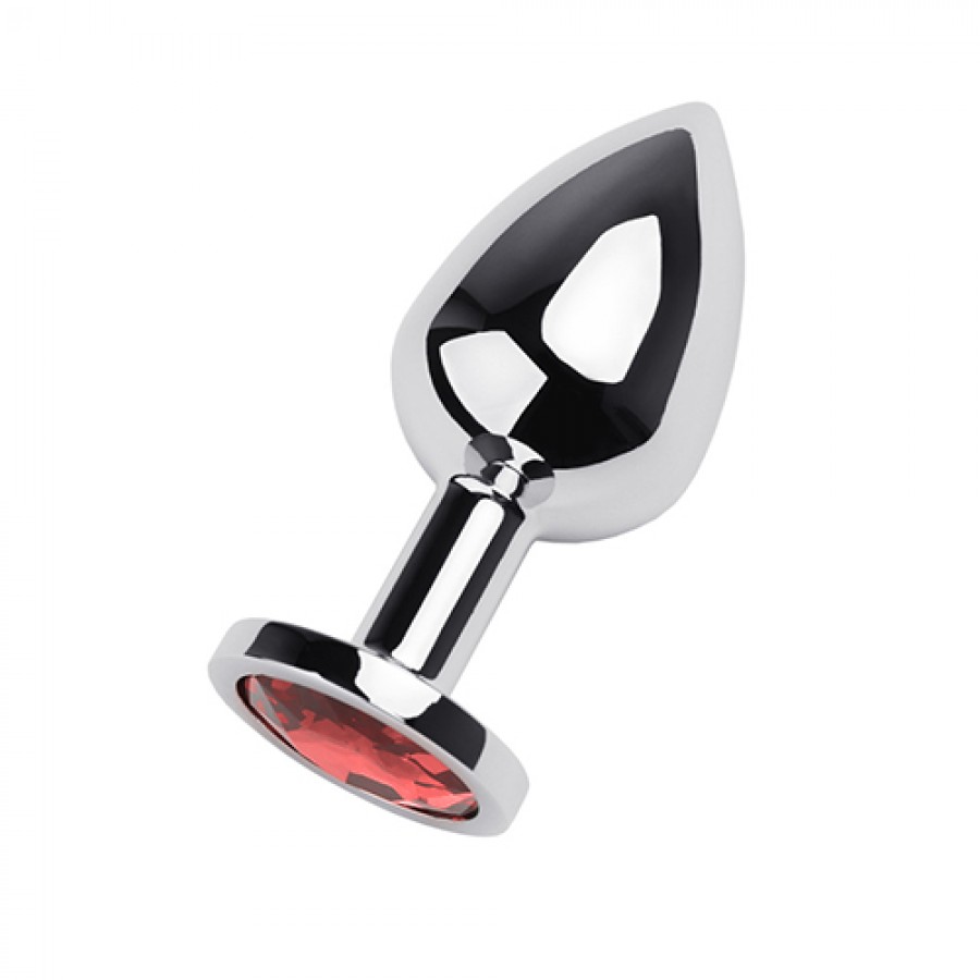 Металлическая большая пробка с красным кристаллом 4 см