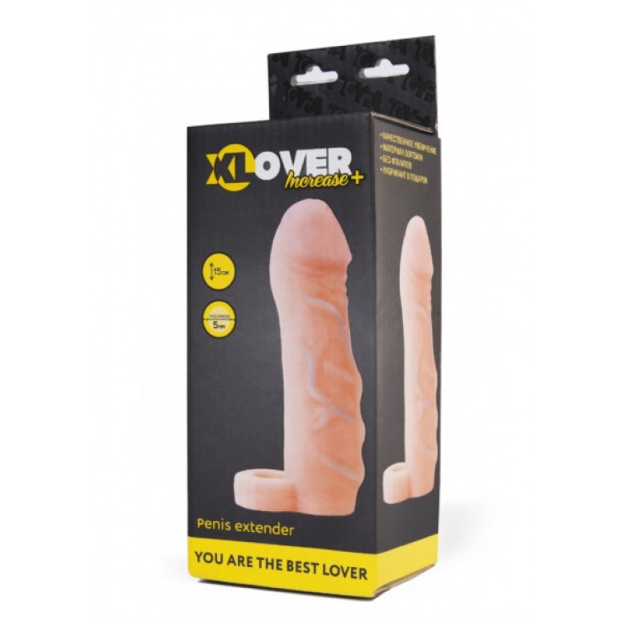 Увеличивающая насадка для пениса Xlover (Добавляет 3 см к длине!) 15 х 3,5 см