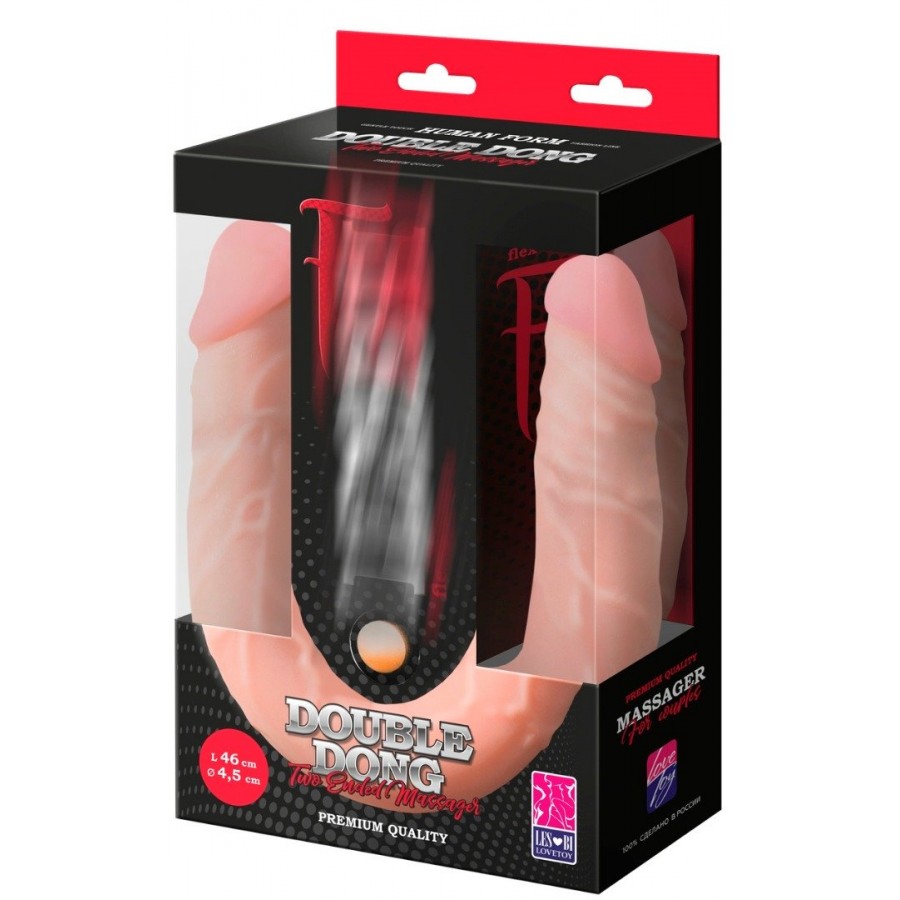 Фаллоимитатор двухсторонний FLEX&FIX 46 х 4,5 см, киберкожа 941303