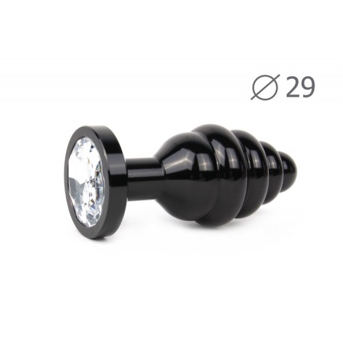 Ребристая анальная пробка Anal Jewelry Plugs Small Black 7 х 2,9 см