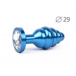 Ребристая анальная пробка Anal Jewelry Plugs Small Blue ABL-01-S