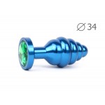 Ребристая анальная пробка Anal Jewelry Plugs Medium Blue ABL-14-M