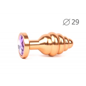Ребристая анальная пробка Anal Jewelry Plugs Small Gold AG-02-S