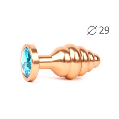 Ребристая анальная пробка Anal Jewelry Plugs Medium Gold 8 х 3,4 см