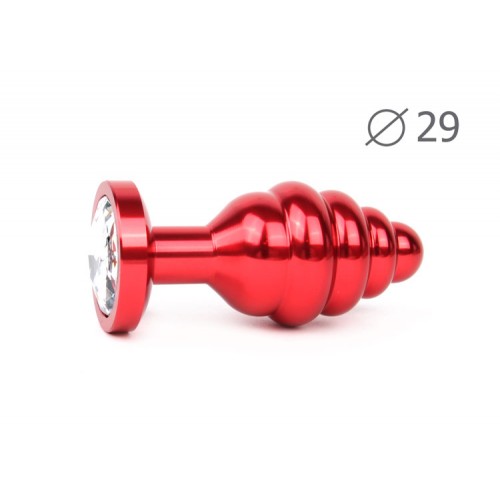 Ребристая анальная пробка Anal Jewelry Plugs Small Red 7 х 2,9 см