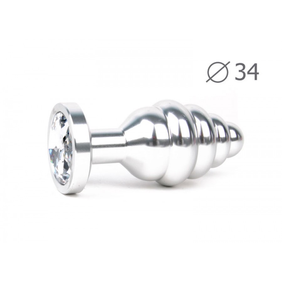 Ребристая анальная пробка Anal Jewelry Plugs Medium Silver AS-01-M