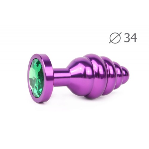 Ребристая анальная пробка Anal Jewelry Plugs Medium Purple 8 х 3,4 см